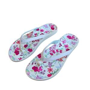 Olukai And Tommy Bahama Puawe Womens Sz 7 Flip Flops White Floral Sandals